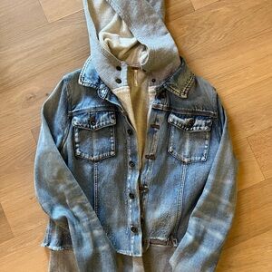 Free people ripped double weave denim jacket